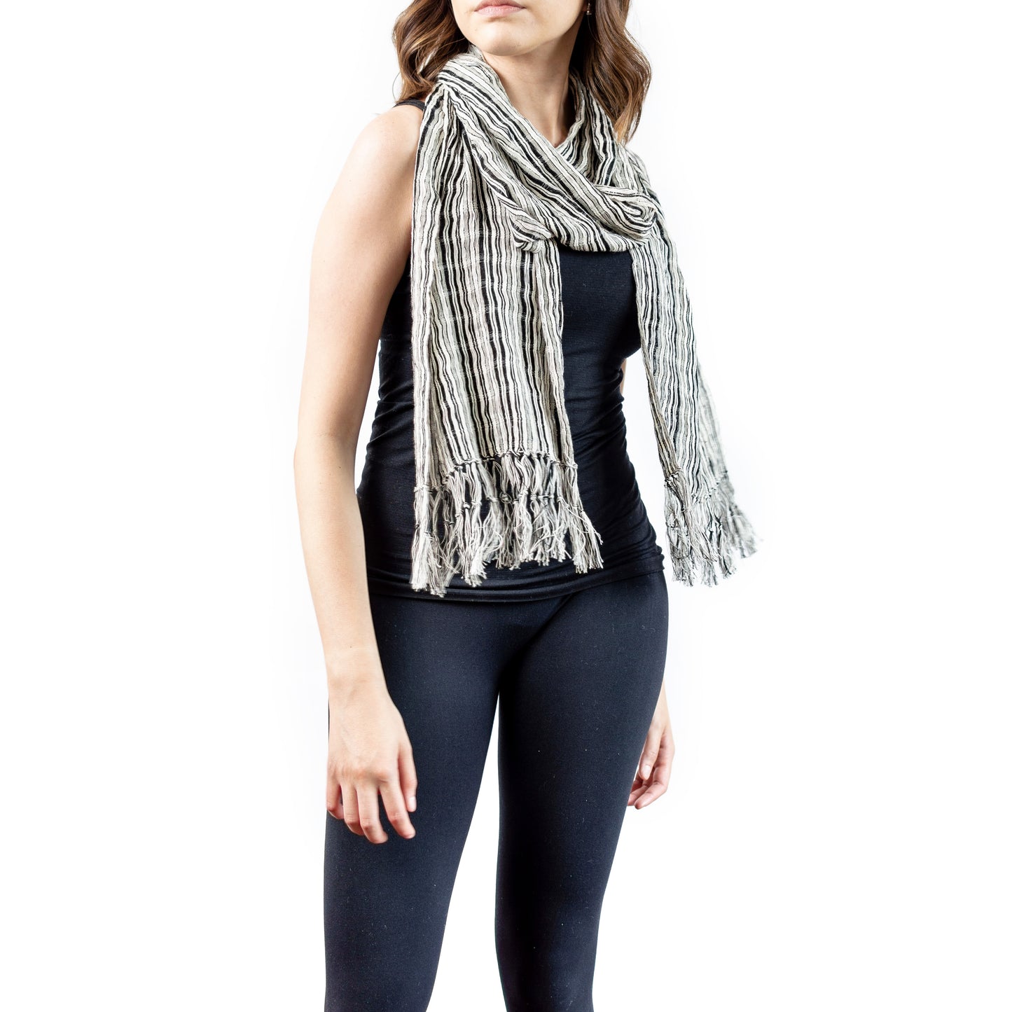 Ethical & Artisanal Scarf - Linear B&W