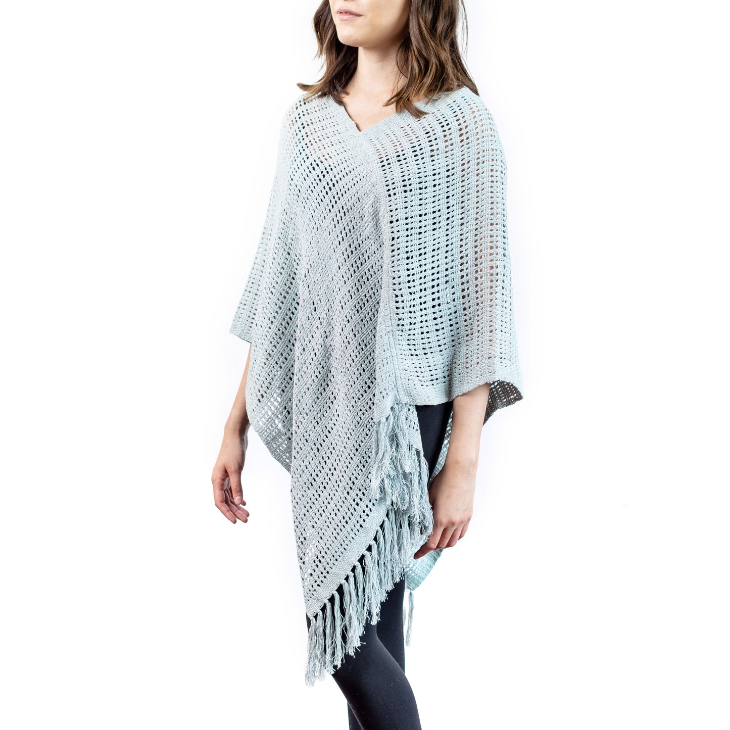 Ethical & Artisanal Poncho - Light Blue