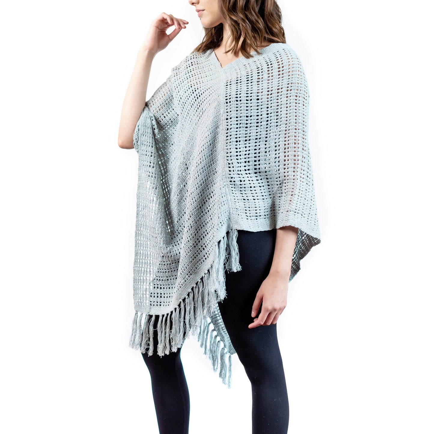 Ethical & Artisanal Poncho - Light Blue