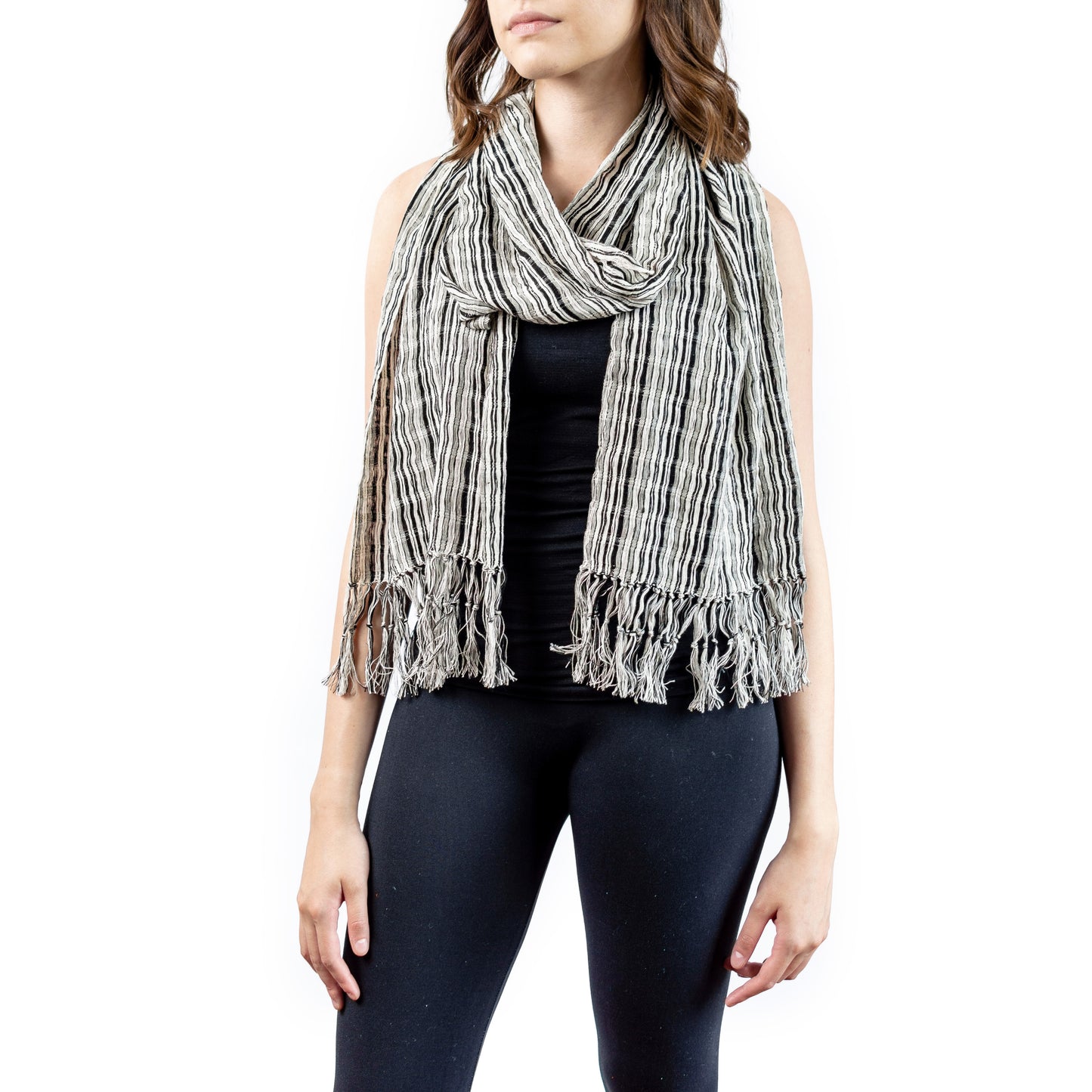 Ethical & Artisanal Scarf - Linear B&W