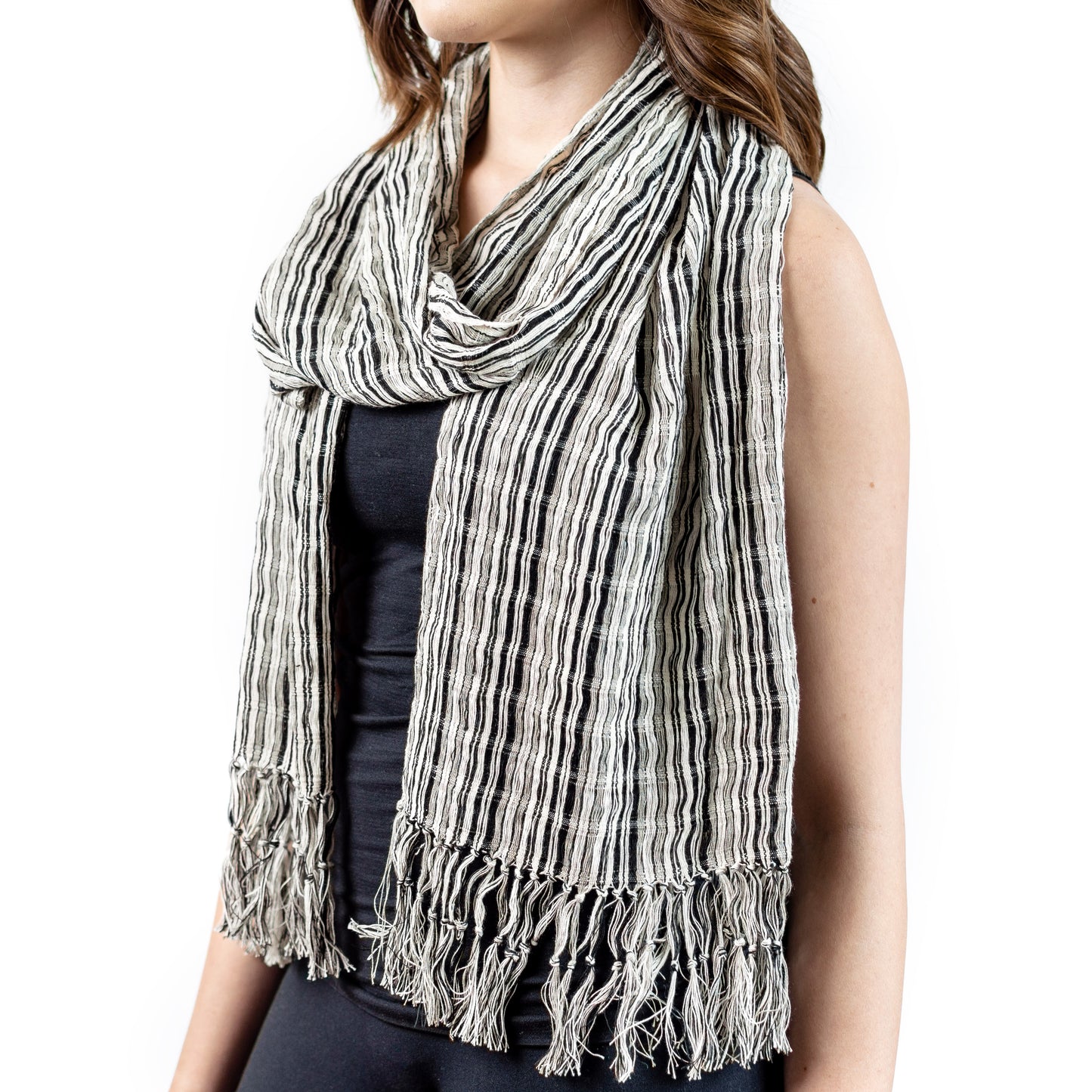 Ethical & Artisanal Scarf - Linear B&W