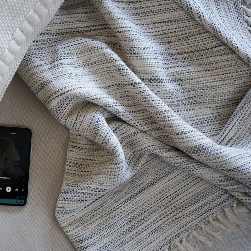 Navy Brush Strokes - Throw